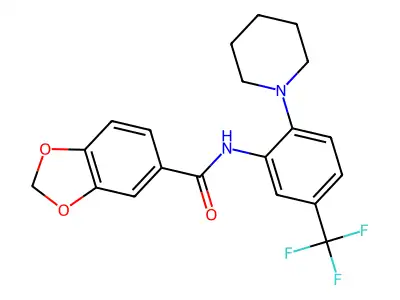 N-[2-piperidin-1-yl-5-(trifluoromethyl)phenyl]-1,3-benzodioxole-5-carboxamide structure