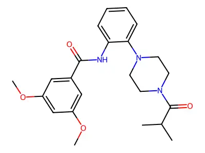 3,5-dimethoxy-N-[2-[4-(2-methylpropanoyl)piperazin-1-yl]phenyl]benzamide structure