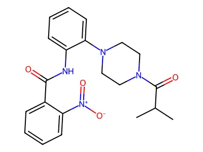 N-[2-[4-(2-methylpropanoyl)piperazin-1-yl]phenyl]-2-nitrobenzamide structure