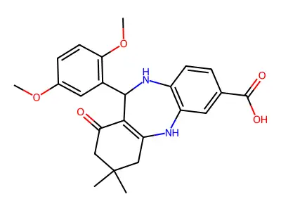 11-(2,5-dimethoxyphenyl)-3,3-dimethyl-1-oxo-2,3,4,5,10,11-hexahydro-1H-dibenzo[b,e][1,4]diazepine-7-carboxylic acid structure