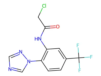 2-chloro-N-[2-(1H-1,2,4-triazol-1-yl)-5-(trifluoromethyl)phenyl]acetamide structure
