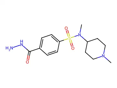 4-(hydrazinecarbonyl)-N-methyl-N-(1-methylpiperidin-4-yl)benzene-1-sulfonamide structure