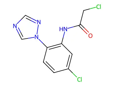 2-chloro-N-[5-chloro-2-(1H-1,2,4-triazol-1-yl)phenyl]acetamide structure