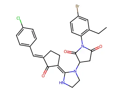 1-(4-Bromo-2-ethylphenyl)-3-[2-[3-[(4-chlorophenyl)methylene]-2-oxocyclopentylidene]-1-imidazolidinyl]-2,5-pyrrolidinedione structure