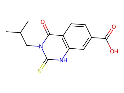 3-(2-Methylpropyl)-4-oxo-2-sulfanyl-3,4-dihydroquinazoline-7-carboxylic acid structure