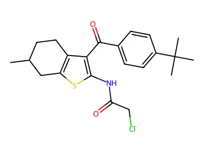 N-[3-(4-tert-butylbenzoyl)-6-methyl-4,5,6,7-tetrahydro-1-benzothiophen-2-yl]-2-chloroacetamide structure