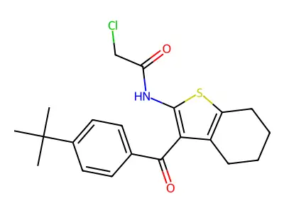N-[3-(4-tert-butylbenzoyl)-4,5,6,7-tetrahydro-1-benzothiophen-2-yl]-2-chloroacetamide structure