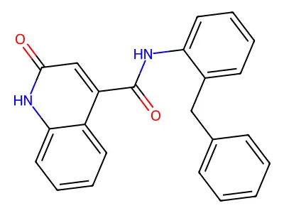 N-(2-benzylphenyl)-2-oxo-1,2-dihydroquinoline-4-carboxamide structure