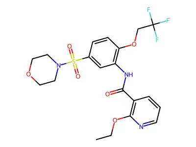 2-ethoxy-N-[5-morpholin-4-ylsulfonyl-2-(2,2,2-trifluoroethoxy)phenyl]pyridine-3-carboxamide structure