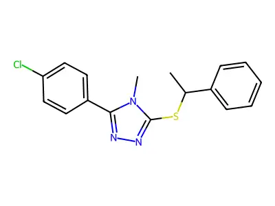 3-(4-Chlorophenyl)-4-methyl-5-((1-phenylethyl)thio)-4H-1,2,4-triazole structure
