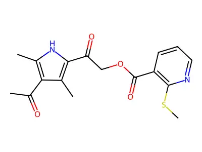 2-(4-Acetyl-3,5-dimethyl-1H-pyrrol-2-yl)-2-oxoethyl 2-(methylthio)nicotinate structure