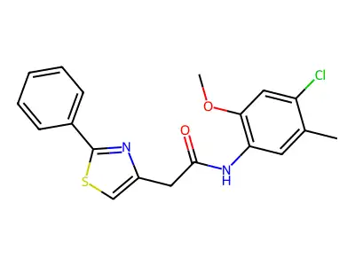 N-(4-chloro-2-methoxy-5-methylphenyl)-2-(2-phenyl-1,3-thiazol-4-yl)acetamide structure