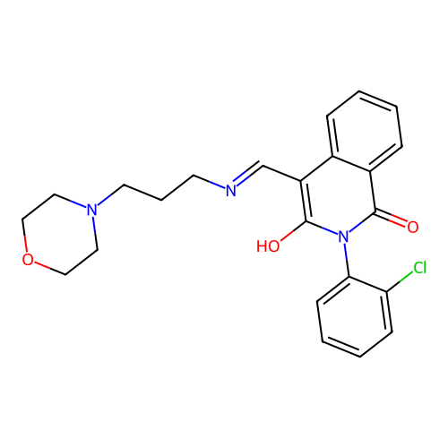 2-(2-chlorophenyl)-4-[(3-morpholin-4-ylpropylamino)methylidene]isoquinoline-1,3-dione structure