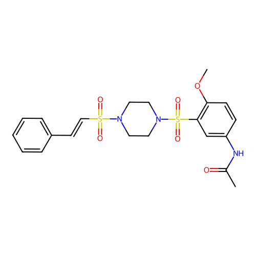 N-(4-methoxy-3-{[4-(2-phenylethenesulfonyl)piperazin-1-yl]sulfonyl}phenyl)acetamide structure