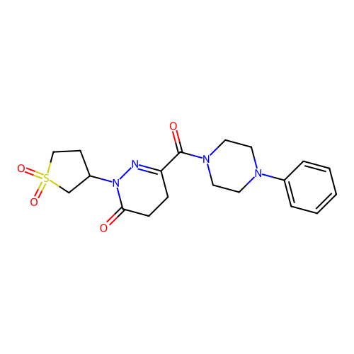 2-(1,1-dioxothiolan-3-yl)-6-(4-phenylpiperazine-1-carbonyl)-4,5-dihydropyridazin-3-one structure