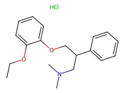 3-(2-Ethoxyphenoxy)-N,N-dimethyl-2-phenylpropan-1-amine--hydrogen chloride (1/1) structure