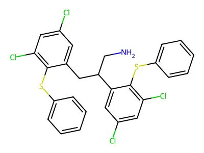 2,3-Bis(3,5-dichloro-2-(phenylthio)phenyl)propylamine structure