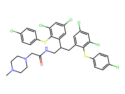 N-(2,3-Bis(3,5-dichloro-2-(4-chlorophenylthio)phenyl)propyl)-4-methylpiperazinoacetamide structure