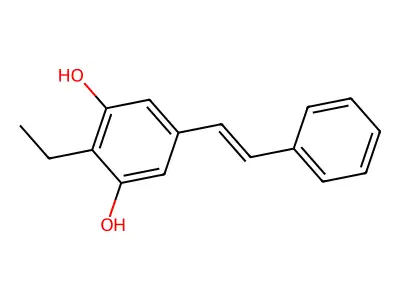 2-Ethyl-5-(2-phenylethenyl)-1,3-benzenediol structure