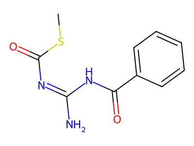 S-methyl N-[amino(benzamido)methylidene]carbamothioate structure