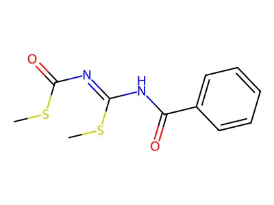 S-methyl N-[benzamido(methylsulfanyl)methylidene]carbamothioate structure