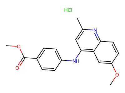 Methyl 4-[(6-methoxy-2-methyl-4-quinolyl)amino]benzoate, chloride structure