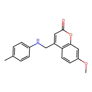 7-methoxy-4-{[(4-methylphenyl)amino]methyl}-2H-chromen-2-one structure