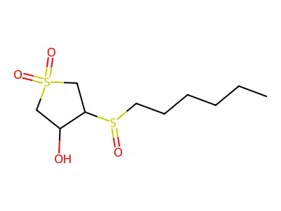3-(Hexane-1-sulfinyl)-4-hydroxy-1lambda~6~-thiolane-1,1-dione structure