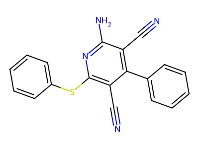 2-Amino-4-phenyl-6-phenylsulfanylpyridine-3,5-dicarbonitrile structure
