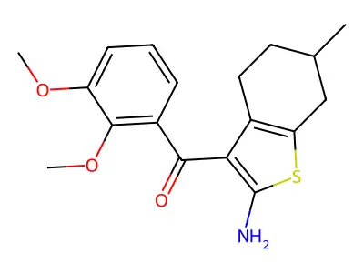 (2-amino-6-methyl-4,5,6,7-tetrahydro-1-benzothien-3-yl)(2,3-dimethoxyphenyl)methanone structure