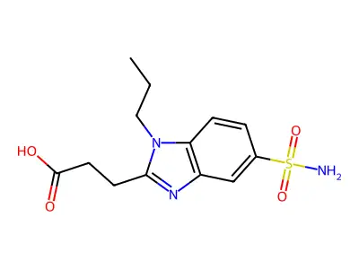 3-(1-propyl-5-sulfamoyl-1H-1,3-benzodiazol-2-yl)propanoic acid structure