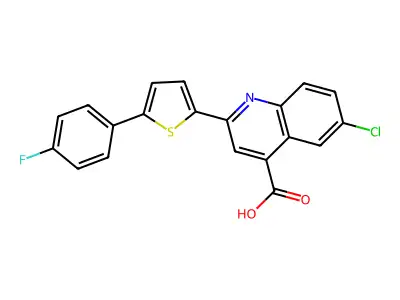 6-chloro-2-[5-(4-fluorophenyl)thiophen-2-yl]quinoline-4-carboxylic Acid structure