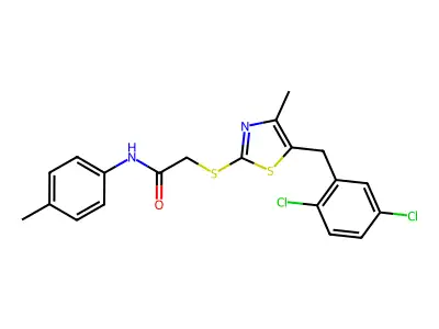 2-({5-[(2,5-dichlorophenyl)methyl]-4-methyl-1,3-thiazol-2-yl}sulfanyl)-N-(4-methylphenyl)acetamide structure