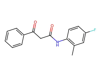 N-(4-fluoro-2-methylphenyl)-3-oxo-3-phenylpropanamide structure