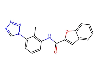 N-[2-methyl-3-(1H-1,2,3,4-tetrazol-1-yl)phenyl]-1-benzofuran-2-carboxamide structure