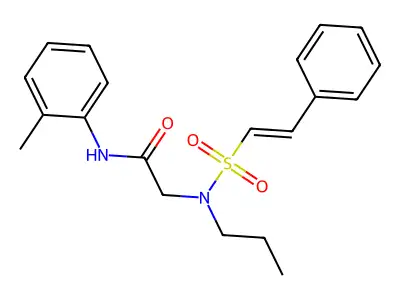 N-(2-methylphenyl)-2-(N-propyl-2-phenylethenesulfonamido)acetamide structure