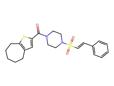 1-{4H,5H,6H,7H,8H-cyclohepta[b]thiophene-2-carbonyl}-4-(2-phenylethenesulfonyl)piperazine structure