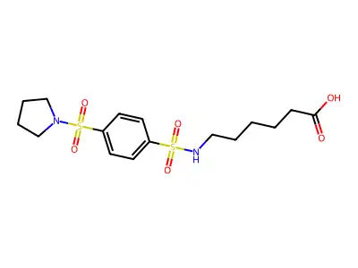 6-[4-(Pyrrolidine-1-sulfonyl)benzenesulfonamido]hexanoic acid structure