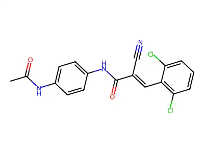 2-cyano-3-(2,6-dichlorophenyl)-N-(4-acetamidophenyl)prop-2-enamide structure
