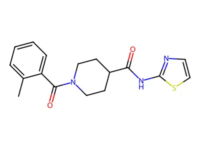 1-(2-methylbenzoyl)-N-(1,3-thiazol-2-yl)piperidine-4-carboxamide structure