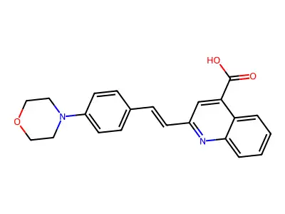 2-[(E)-2-(4-morpholin-4-ylphenyl)ethenyl]quinoline-4-carboxylic acid structure