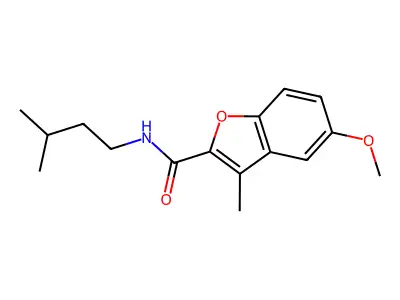 5-methoxy-3-methyl-N-(3-methylbutyl)-2-benzofurancarboxamide structure