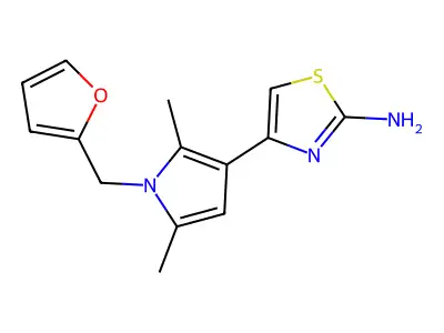 4-[1-(furan-2-ylmethyl)-2,5-dimethyl-1H-pyrrol-3-yl]-1,3-thiazol-2-amine structure