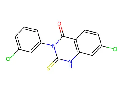7-chloro-3-(3-chlorophenyl)-2-mercaptoquinazolin-4(3H)-one structure