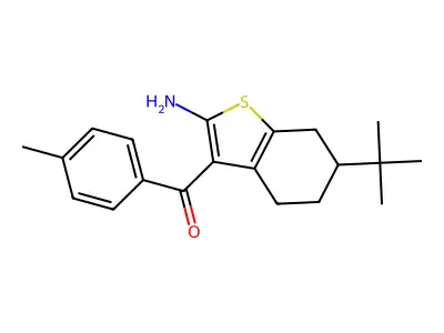 6-Tert-butyl-3-(4-methylbenzoyl)-4,5,6,7-tetrahydro-1-benzothiophen-2-amine structure
