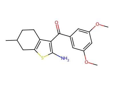 (2-amino-6-methyl-4,5,6,7-tetrahydro-1-benzothien-3-yl)(3,5-dimethoxyphenyl)methanone structure