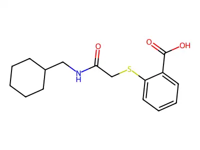 2-({[(Cyclohexylmethyl)carbamoyl]methyl}sulfanyl)benzoic acid structure
