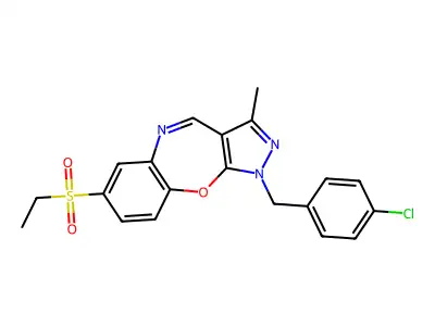 1-[(4-Chlorophenyl)methyl]-7-(ethylsulfonyl)-3-methyl-1H-pyrazolo[3,4-b][1,5]benzoxazepine structure