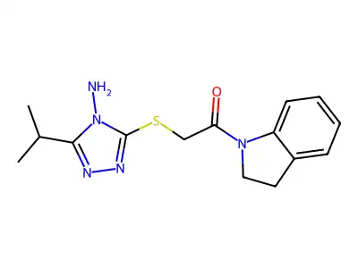 2-[(4-amino-5-propan-2-yl-1,2,4-triazol-3-yl)sulfanyl]-1-(2,3-dihydroindol-1-yl)ethanone structure