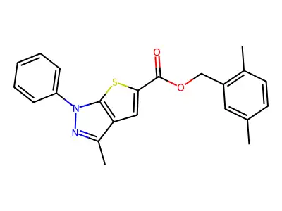 (2,5-Dimethylphenyl)methyl 3-methyl-1-phenyl-1H-thieno[2,3-c]pyrazole-5-carboxylate structure